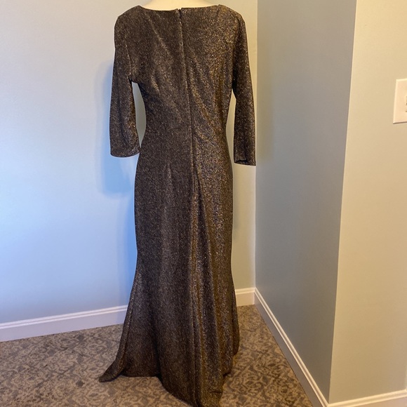 SNLY gold glimmer gown. Super comfortable with a lot of stretch. 3/4 sleeves. - Picture 5 of 7